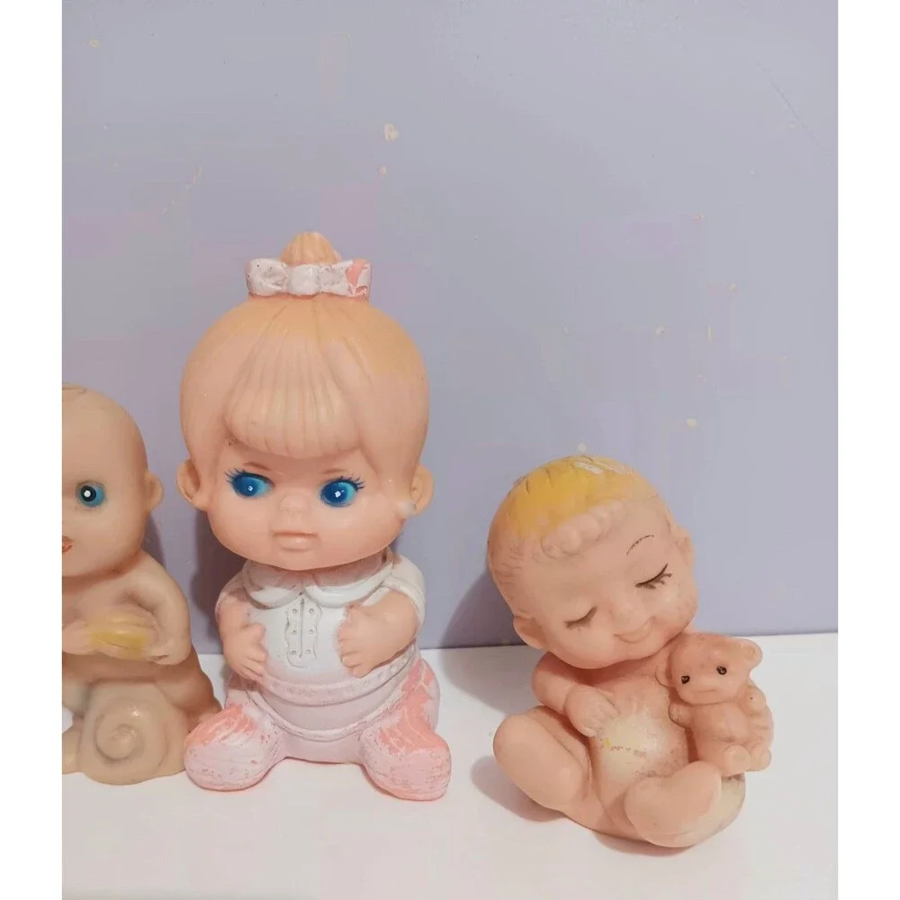 Dolls Rubber Vintage Squeeze  Girl Babies Lot of 5 Assorted Sizes